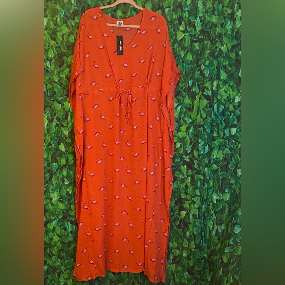 New - Orange Flamingo Kaftan